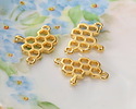 24K Gold (plated) Dripping Honeycomb Focal Link 21x15.5mm