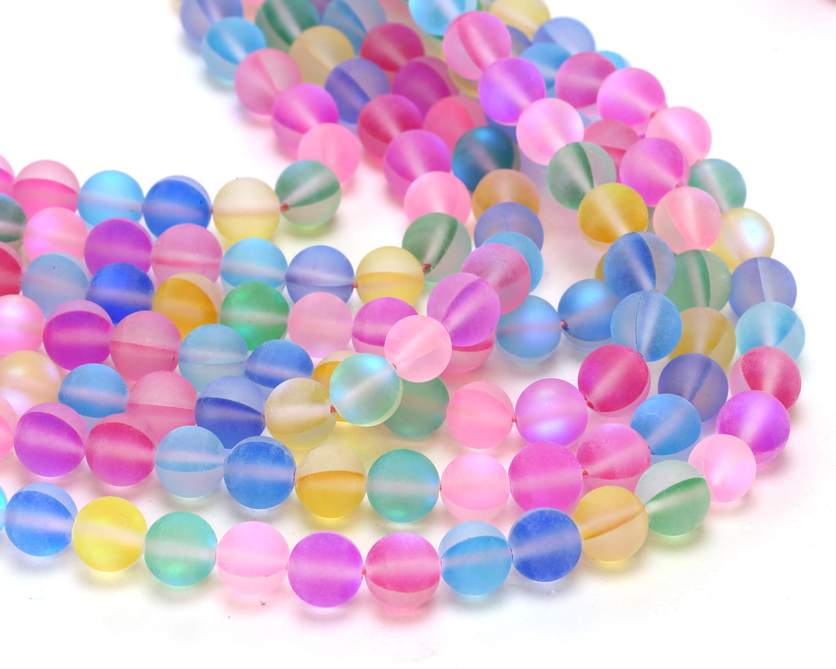 Multi Fused Glass AB (matte) Round 8mm