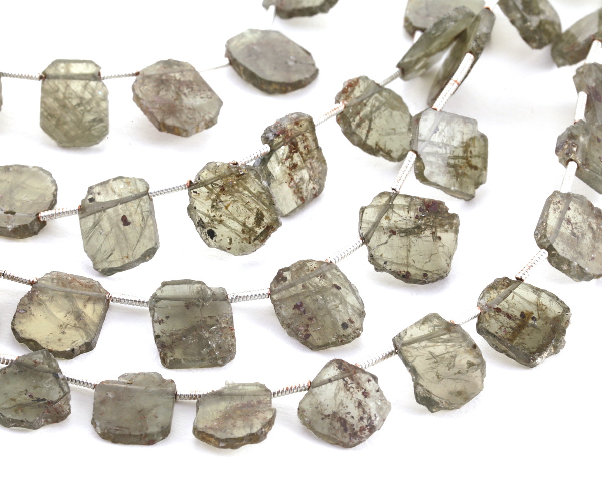 Black Sillimanite Slice Drop 10-13mm