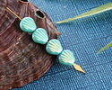 Czech Glass Green Turquoise AB Scallop Shell Bead 9mm