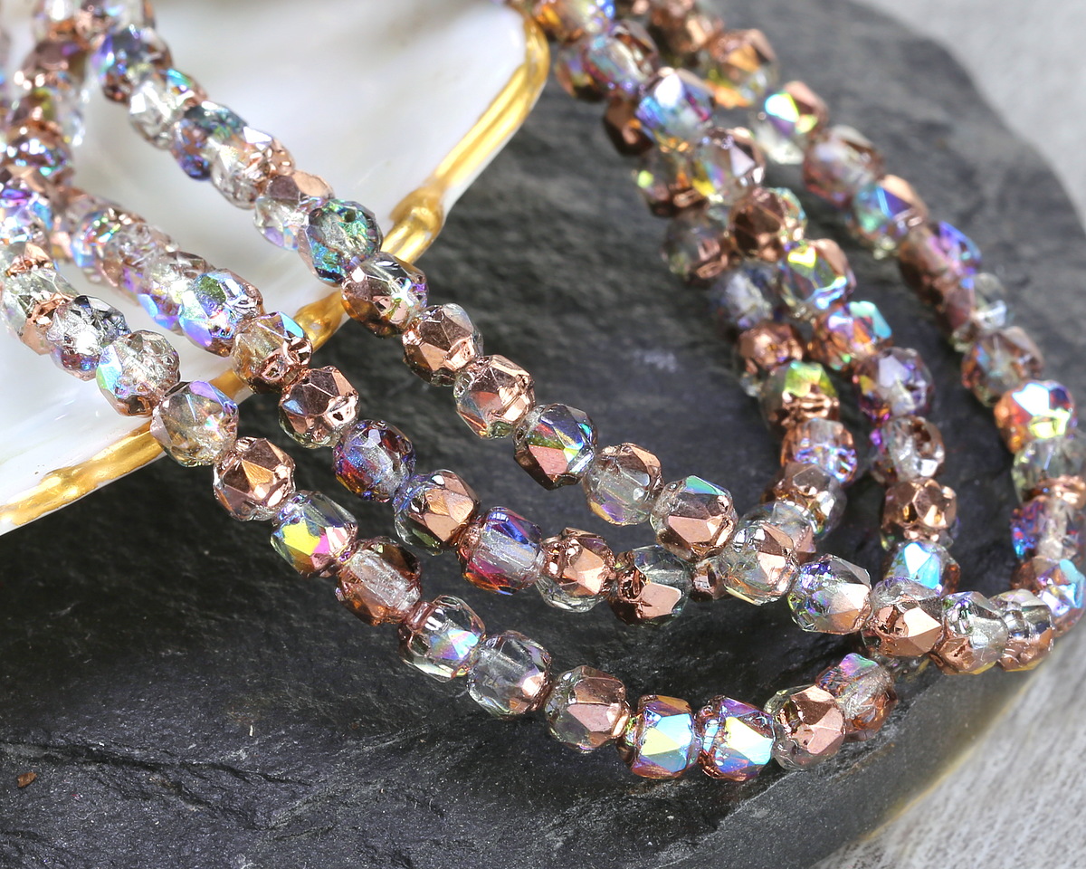 Czech Glass Crystal Vitrail w/ Copper Lantern 4mm