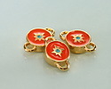 24K Gold (plated) Hyacinth & Turquoise Enamel North Star Round Focal Link 16x10mm