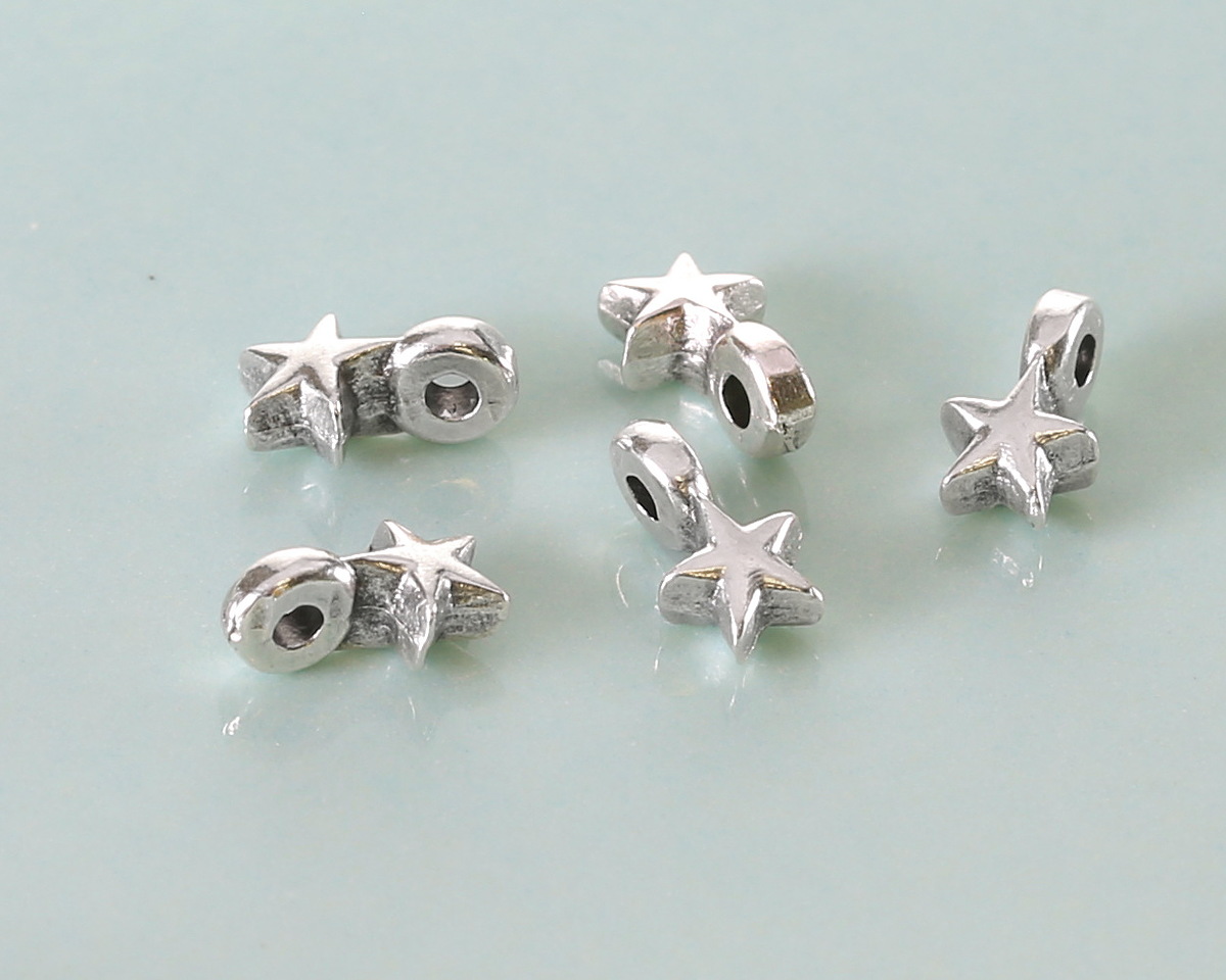 Antique Silver (plated) Tiny Star Focal 4x7mm