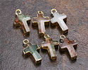 Australian Chrysoprase Faceted Cross Focal w/ Gold Finish 10x15mm