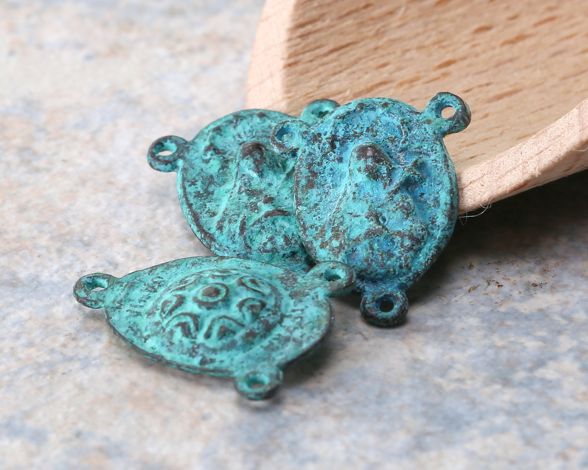 Mykonos Antique Copper (plated) Patina "Terra Santa" Rosary Focal Link 13x17mm