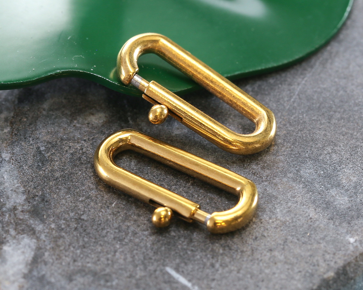 Waterproof 18K Gold PVD Plated Stainless Steel Large Oval Spring Ring Clasp 8x18mm