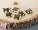 Labradorite w/ Gold Finish Faceted Square Focal 10x13mm