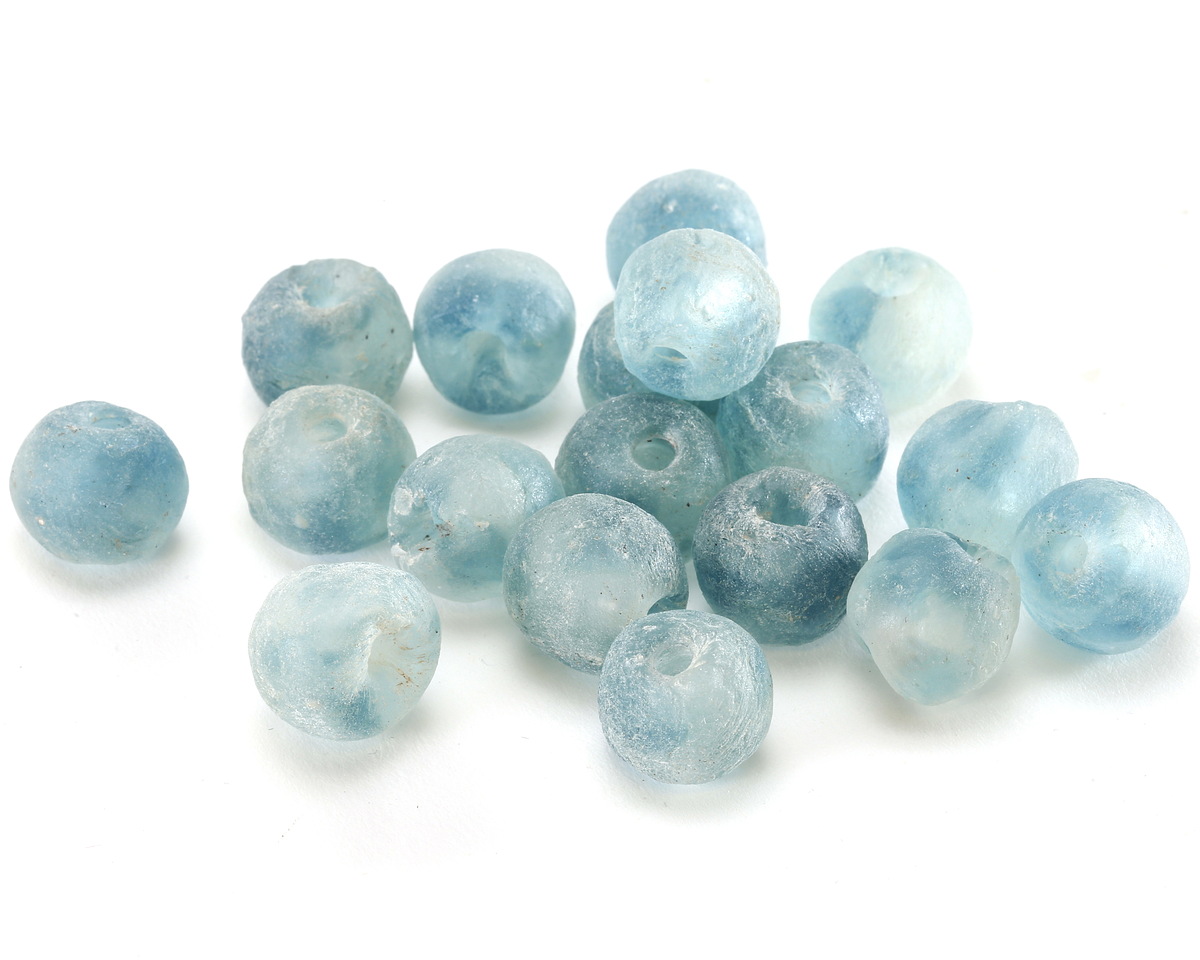 African Recycled Glass Water Tumbled Round 10-14mm