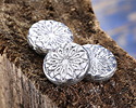 Czech Glass Silver Origami Flower Coin 18mm