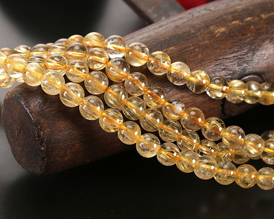 Golden Rutilated Quartz (AAA) Round 6mm, loop