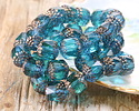 Czech Glass Teal w/ Bronze Finish Lantern 10mm