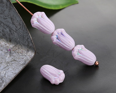 Czech Glass Matte Lavender AB Tulip 12x8mm