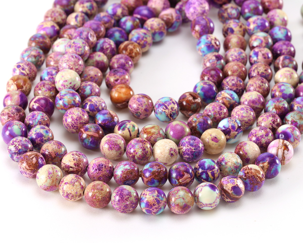 Purple & Turquoise (Light) Impression Jasper Round 10mm
