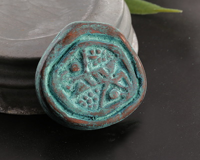 Mykonos Metalized Ceramic Copper Patina Large Carved Focal 40mm