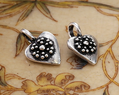 Mykonos Antique Silver (plated) Folksy Heart Focal 11x23mm