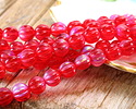 Czech Glass Ruby Red AB Melon Round 8mm