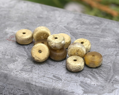 Czech Glass Textured Light Topaz w/ Gold Heishi 4x8mm