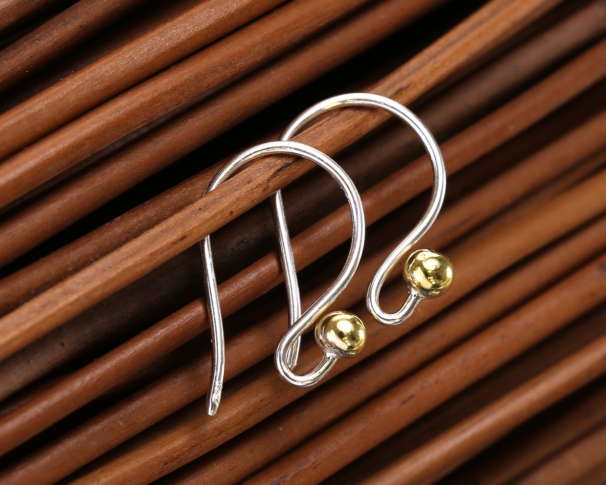 Nina Designs Sterling Silver Simple Ear Wire w/ Bronze Ball 10x18mm