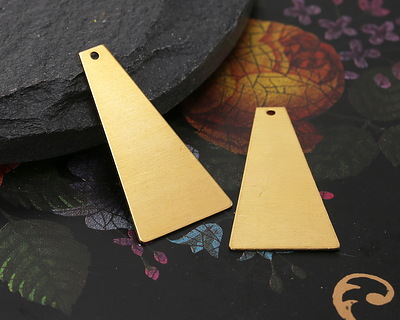 Brass Trapezoid Blank Focal w/ 1mm Drill Hole 33x17mm