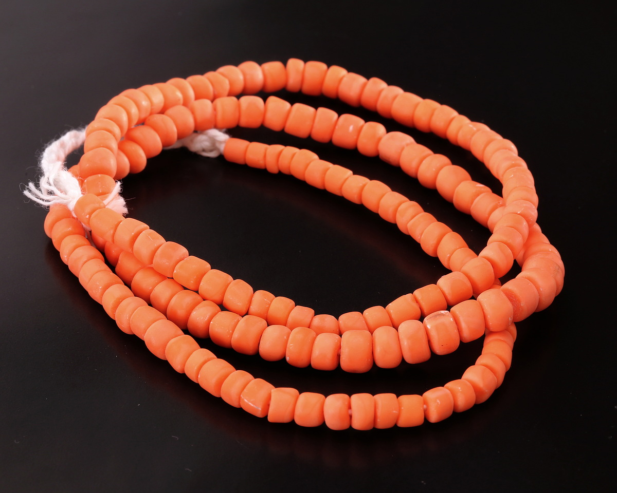 Java Glass Coral Pink Graduated Gooseberry Beads 3-6x4-6mm