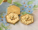 24K Gold (plated) Hexagon Bee Seal Focal 21x22mm