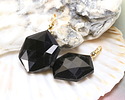 Black Obsidian w/ Gold Finish Faceted Hexagon Wire Wrapped Pendant 20x25mm