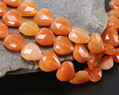 Red Aventurine Microfaceted Heart 13-14mm