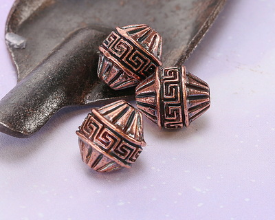 Mykonos Antique Copper (plated) Meander Bicone 14x12mm
