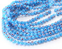 Millefiori Glass Sea Blue w/ White & Red Flower Round 6mm