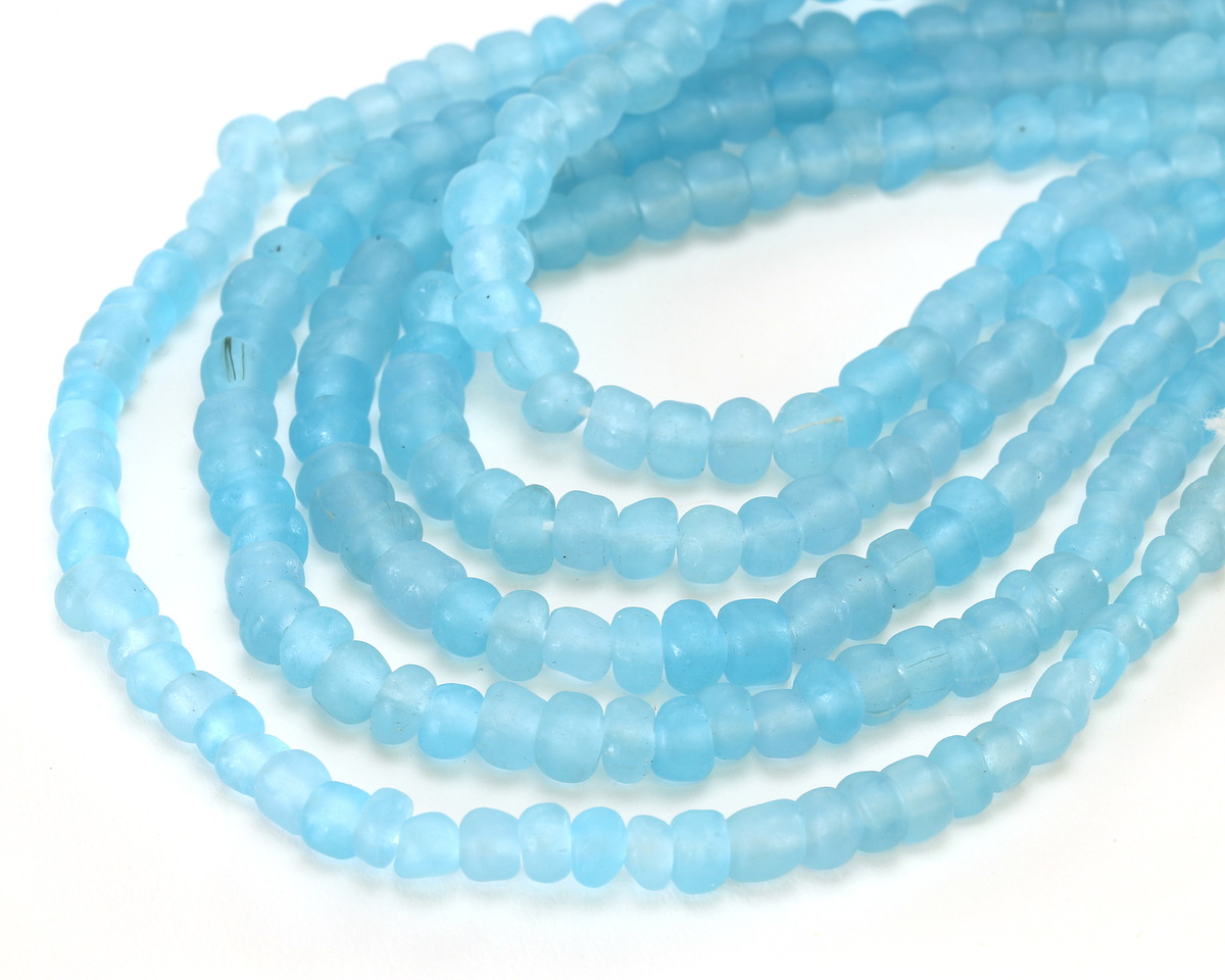 Java Glass Transparent Light Aquamarine Graduated Gooseberry Beads 3-6x4-6mm