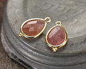 Strawberry Quartz w/ Gold Finish Faceted Teardrop Focal 12x21mm