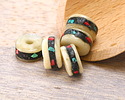 Nepalese Coral & Turquoise Inlay Bone Wheel 5-6x10-11mm