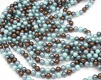 Muddy Spring Mix Shell Pearl Round 6mm