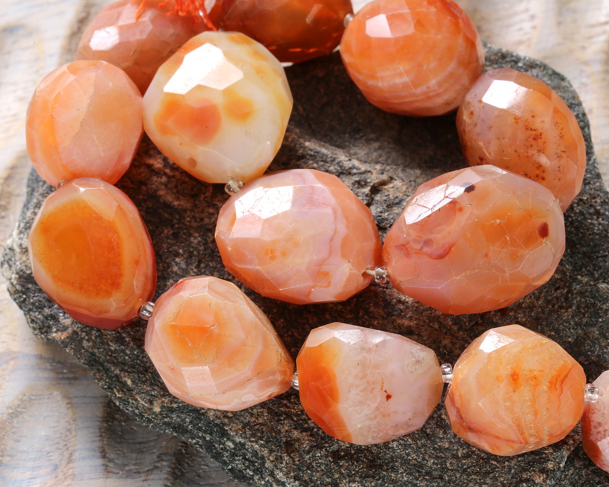 Carnelian (natural - light) Graduated Large Faceted Nugget 17-26x16-20mm