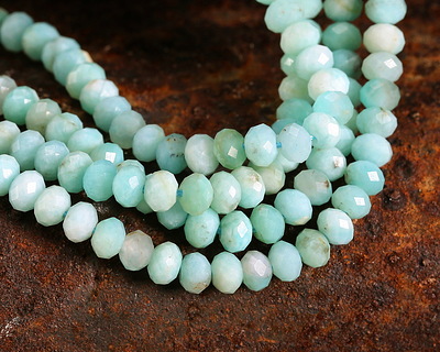 Natural Multi-Color Peru Amazonite Gemstone Beads - 8mm Round Faceted - 15" Strand