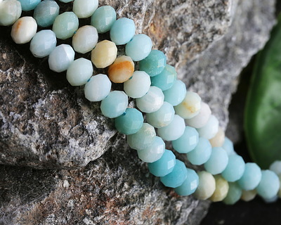 Black Gold Amazonite (Matte - Ombré) Faceted Rondelle 4x6mm