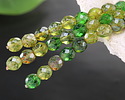 Czech Glass Greens Picasso Mix Fire Polished Round 8mm