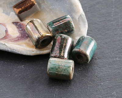 Mykonos Ceramic Iridescent Copper Tube Spacer 9-10x8mm
