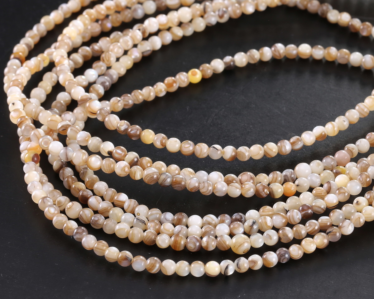 Natural Mussel Shell Mother of Pearl Round 3mm