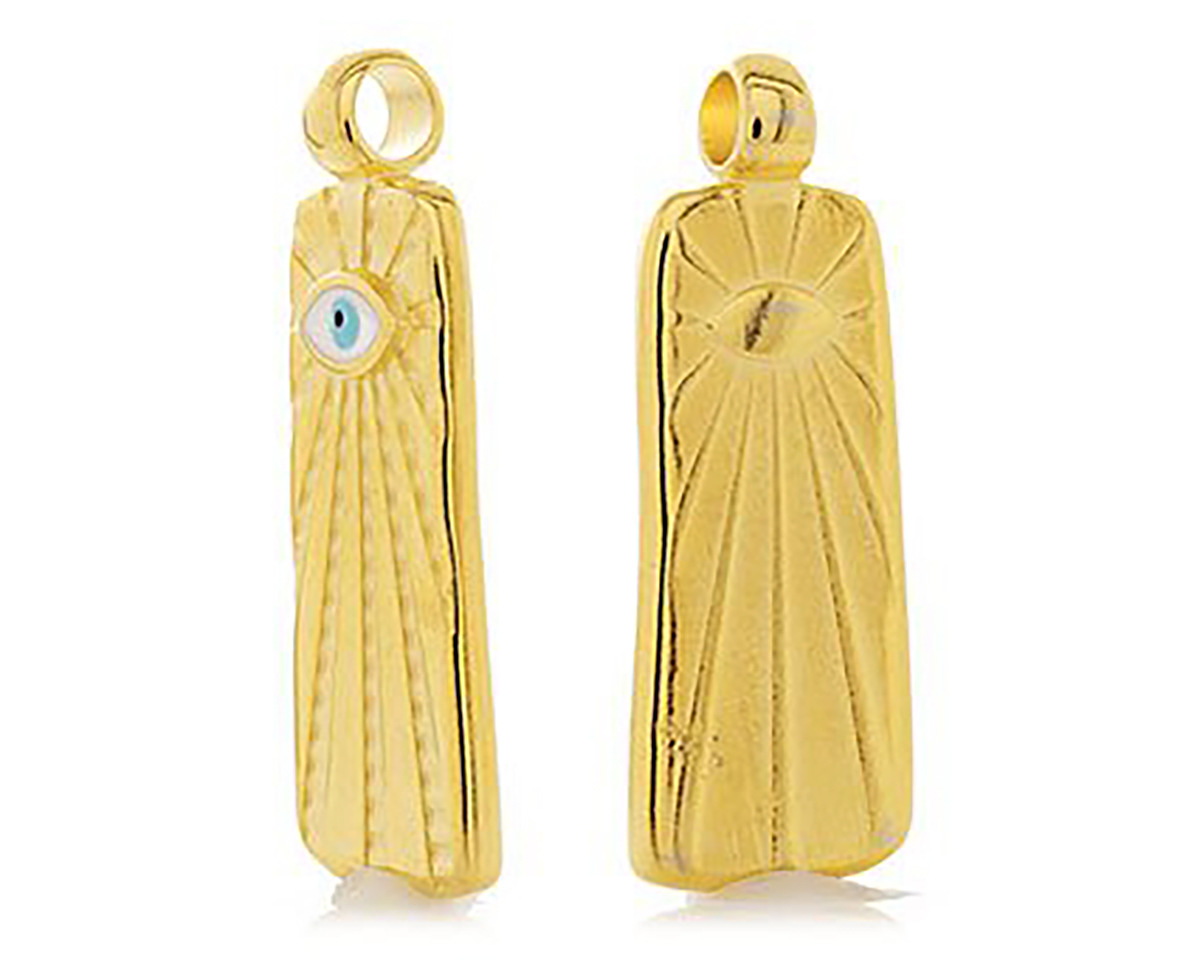 24K Gold (plated) Radiant Enamel Evil Eye Rectangular Focal 11x31mm