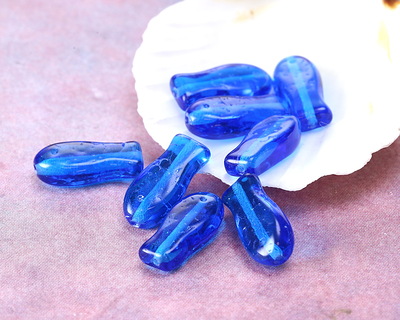 Czech Glass Capri Blue Goldfish 14x7mm