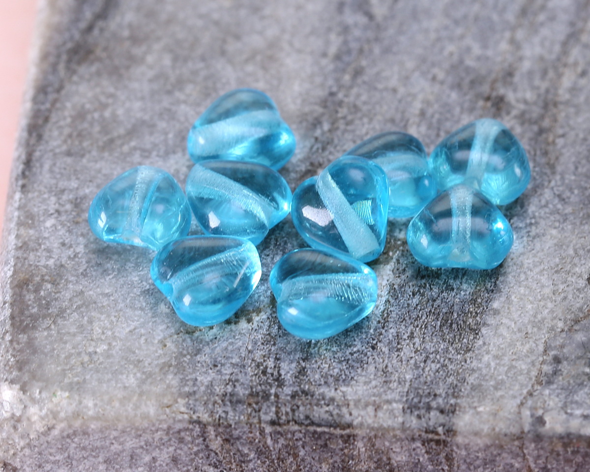 Czech Glass Aquamarine Small Heart 6mm