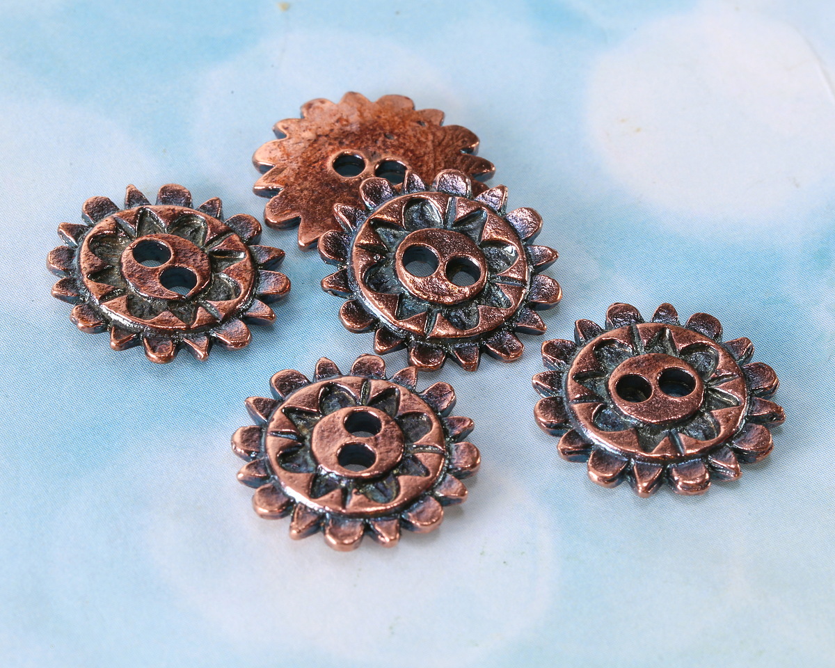 Mykonos Antique Copper (plated) Sunshine Button 20mm