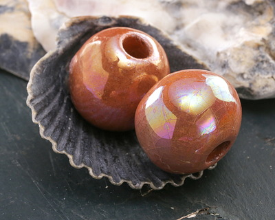 Mykonos Ceramic Iridescent Desert Rose Rondelle 18-20x22mm