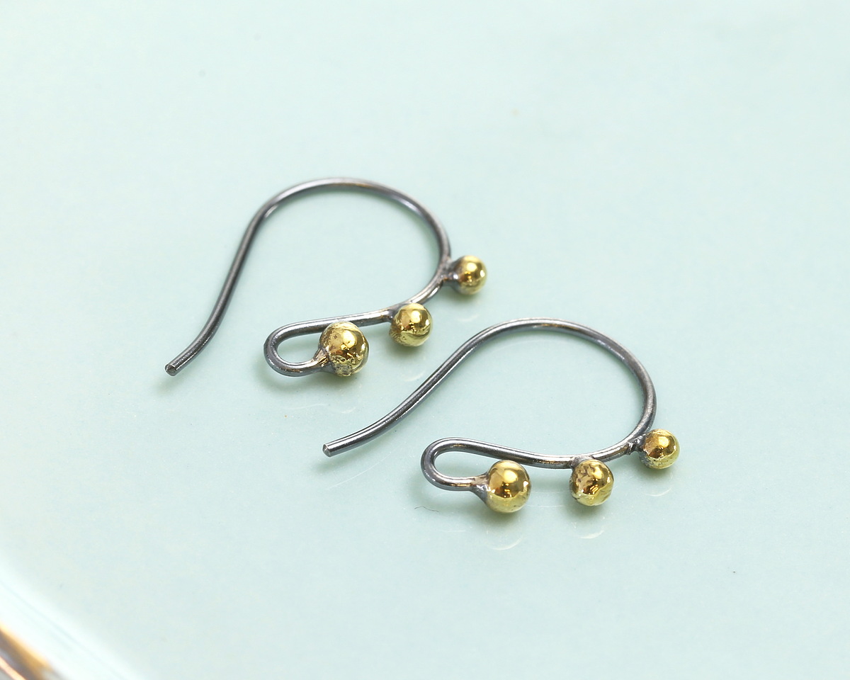 Nina Designs Sterling Silver Black Finish Ear Wire w/ Bronze Granulation 14x21mm