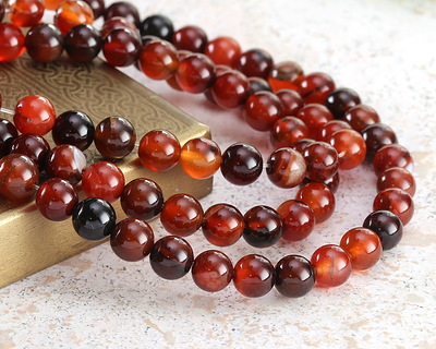 Orange & Black Agate Round 8mm