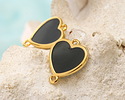 24K Gold (Plated) Transparent Jet Resin Heart Focal Link 16x18mm