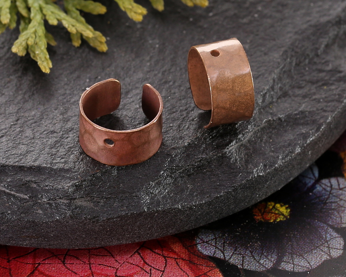 Vintaj Natural Brass Hammered Earring Cuff 12x6mm