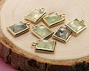 Prehnite w/ Gold Finish Faceted Rectangle Focal 10x15mm