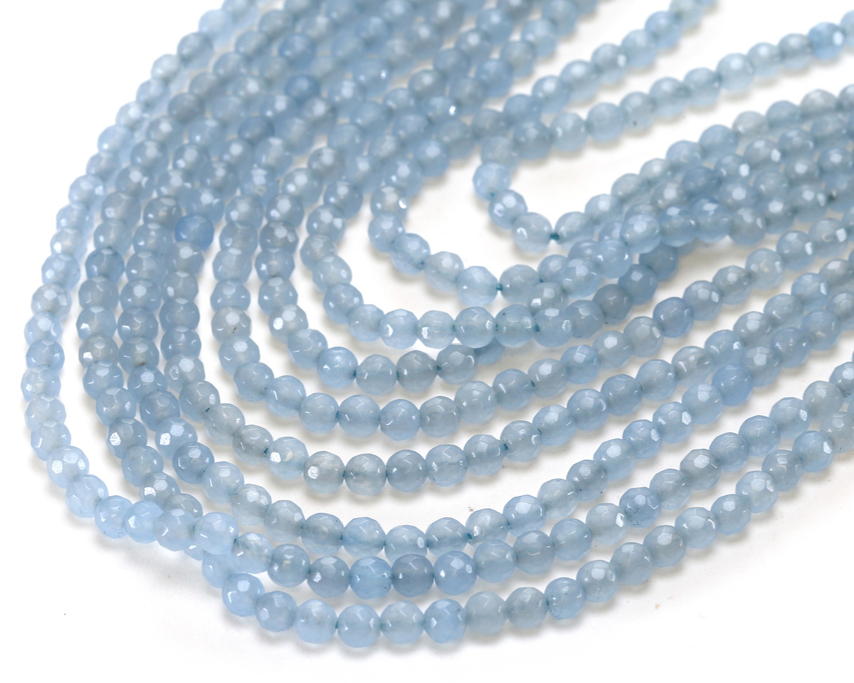 Ice Mist Baby Blue Agate Faceted Round 4mm